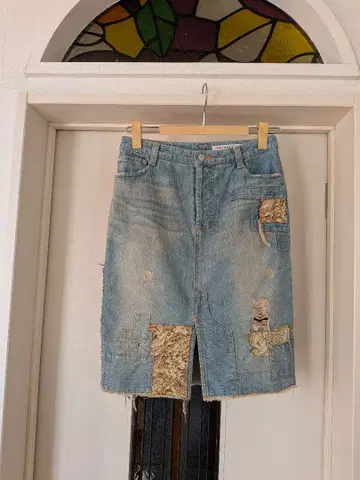 sunaokuwahara 데님과 고블랑 직조 스커트