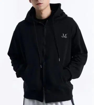 MUCENT 블랙 풀 집업 후드티