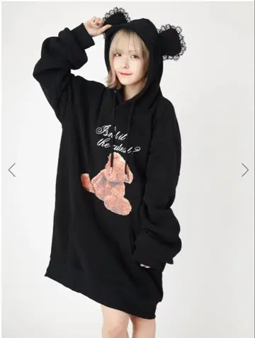 테디베어 프린트 BIG 후드티