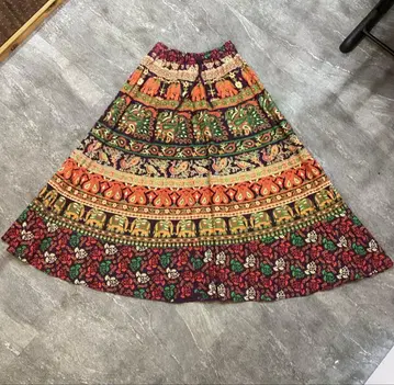 에스닉 패턴 플레어 스커트 멀티 컬러