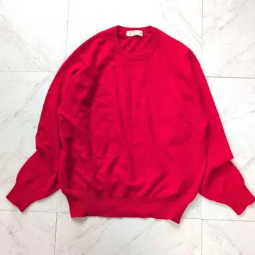 여성용 퓨어 캐시미어 100% 긴팔 니트 스웨터 레드