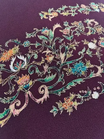 세련된 꽃 사라사 무늬 크레이프 원단 나고야 오비 63