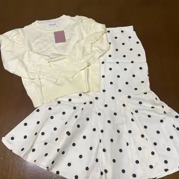 Flandy 크림색 퍼프 슬리브 셋업