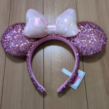 미니 마우스풍 머리띠 핑크 스팽글