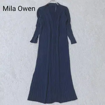 미라 오웬 롱 가디건 네이비 F 리브 면 혼방 엘레강트 가을/겨울