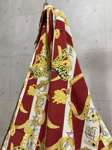 구제 VINTAGE 앤티크 올 패턴 폴리 셔츠 아트 패턴 블라우스