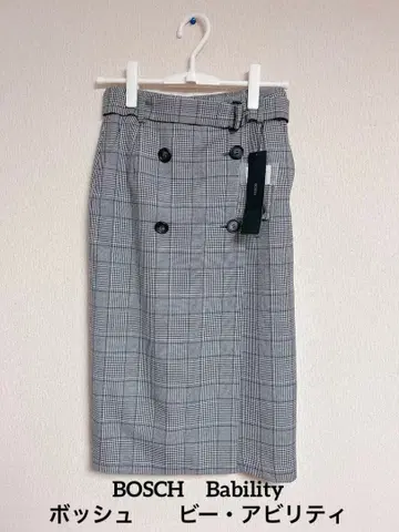 [ BOSCH ] 울 글렌체크 타이트 스커트 보쉬 S 사이즈