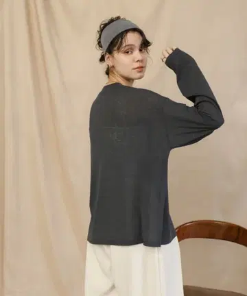 select MOCA 미사용 슬라브 시어 크루넥 상의