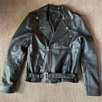 roshell 블랙 더블 가죽 라이더 자켓 M 천연 가죽 Y2K