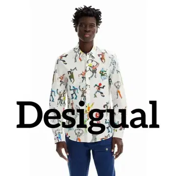 Desigual 남성용 S사이즈 개성있는 컬러풀 긴팔 셔츠