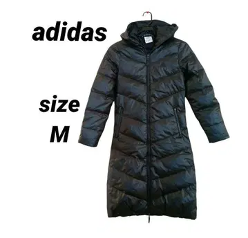 새상품급 아디다스 롱 다운 두꺼운 코트 벤치 코트 A라인 블랙 M