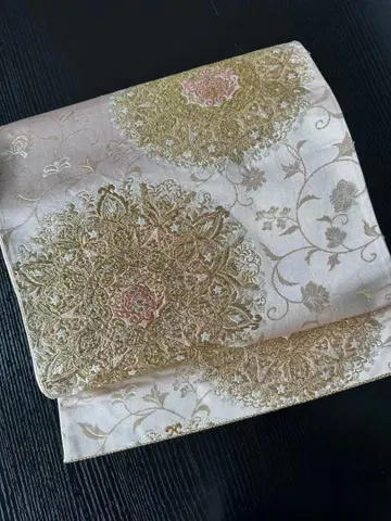 3249 아름다운 후쿠로 오비 핑크와 금 443cm 폭 30cm