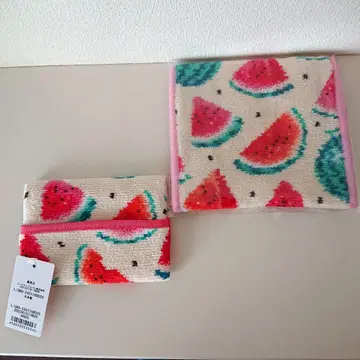 페이러 래브러리 수박 도트 손수건 파우치 & 티슈 케이스 2종 세트