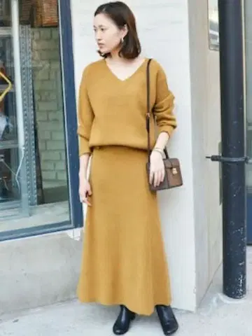 SLOBE IENA 미사용 플레어 롱 스커트 머스타드