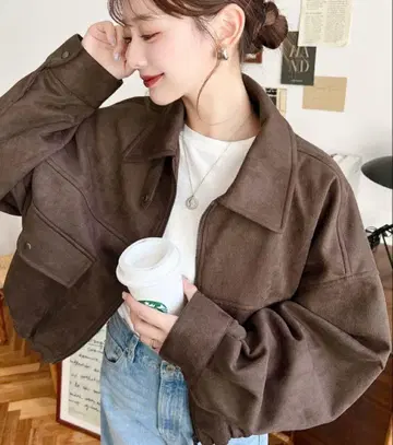 2WAY 칼라 페이크 스웨이드 숏 블루종