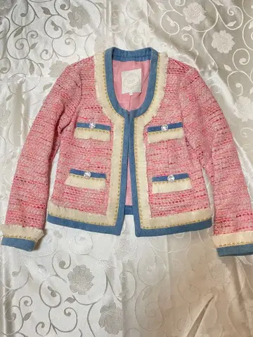 Cheeky 노카라 자켓 핑크/데님 사이즈 0