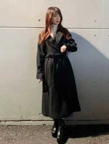 MURUA 노카라 롱 코트 허리 벨트