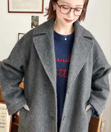 롱 체스터 코트 샤기 moment + 차콜 그레이