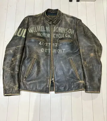 DOG FIGHT 빈티지풍 가죽 자켓