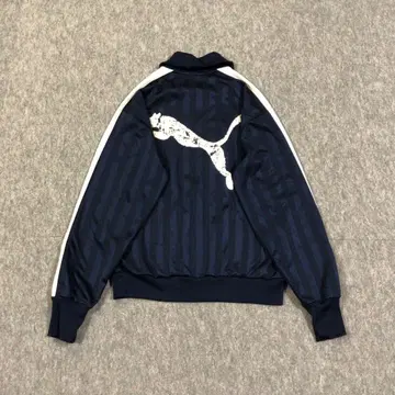 PUMA 트랙 자켓 네이비 스트라이프 폴리에스테르 L 축구