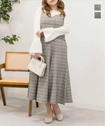 clette 후 레이스업 체크 무늬 원피스 4L