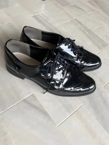 JELLY BEANS 레이스업 슈즈 에나멜 블랙 ( L 사이즈 )