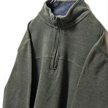 무지 하프 지퍼 맨투맨 트레이닝복 그린 녹색 구제 의류 카키