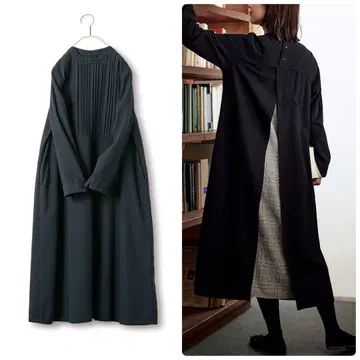 써니클라우드 등 체크 마녀 원피스 블랙 코튼 트윌 L