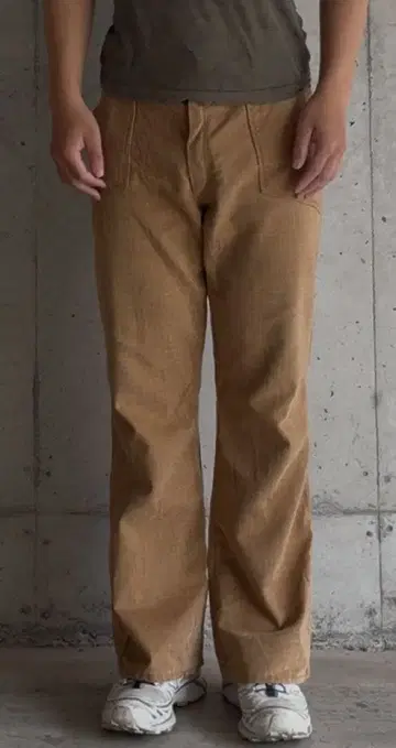 베이지 플레어 팬츠 코튼 혼방