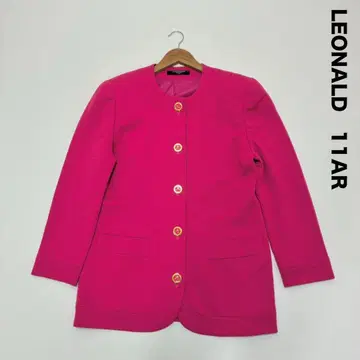 LEONALD 레오나르 노카라 자켓 11AR 핑크 골드 버튼
