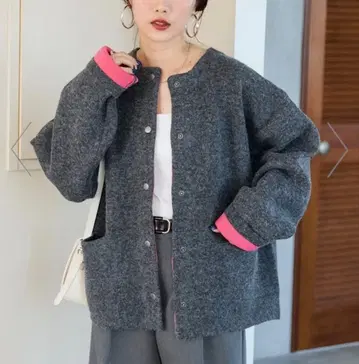 FREAKS STORE 프릭스스토어 배색 스냅 니트 가디건