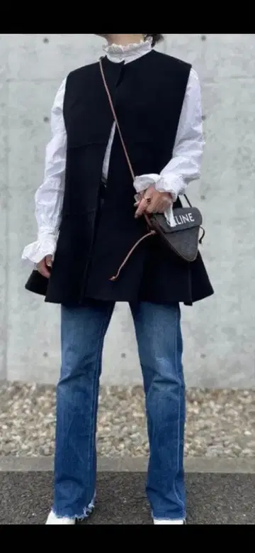 가리쉬 St.cecilia 리버 울 플레어 베스트 블랙