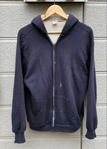 60s 빈티지 안감 기모 지퍼 후드 맨투맨 XL 네이비