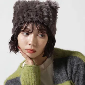 chica 고양이 귀 퍼 니트 모자 택 포함 새상품