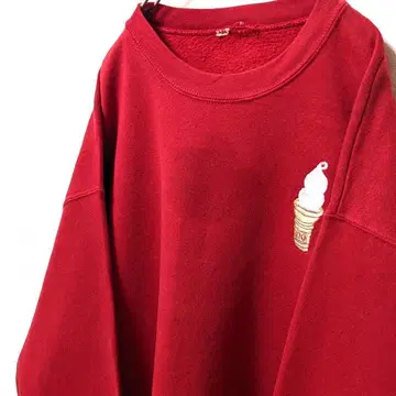 소프트 아이스크림 자수 맨투맨 트레이닝복 레드 빨간색 구제 의류