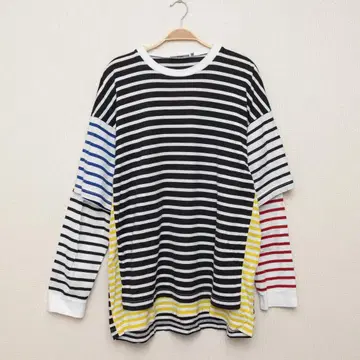 nagonstans 믹스 보더 긴팔 T셔츠 M