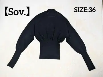 [ Sov. 소브 ] 덥스타 볼륨 슬리브 니트 상의 블랙 긴팔