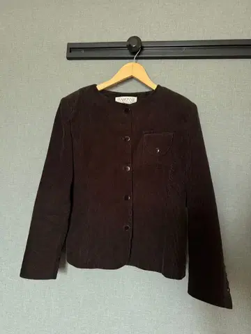 코듀로이 노카라 자켓 다크 브라운