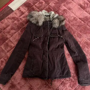 아바클로 브라운 후드 코트 퍼 S Abercrombie Y2K