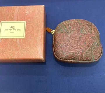 새상품 ETRO 에트로 페이즐리 코인 케이스 동전 지갑 브라운 박스 포함