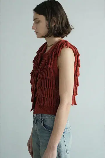CLANE(클라네) W FACE FRINGE KNIT VEST