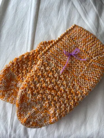 오렌지 계열 손뜨개질 양말 22~24cm