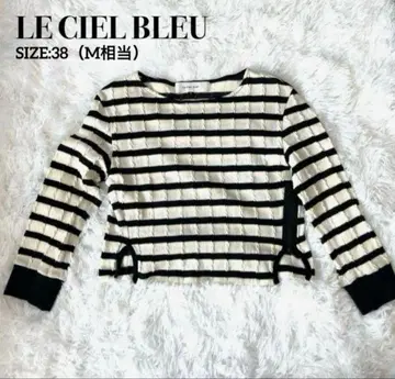 르쉘블루 니트 긴팔 숏 기장 M 보더 크루넥