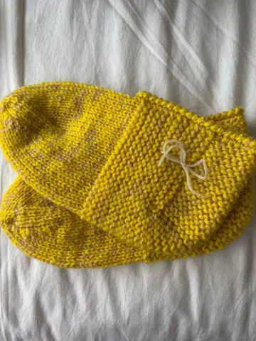 손뜨개질 옐로우 컬러 양말 22~24cm