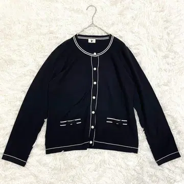 니트 가디건 라운드넥 블랙 L 리본 겉옷 성숙/러블리