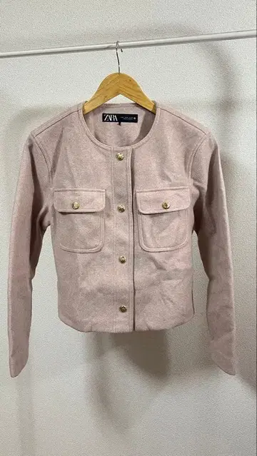 ZARA 핑크 노카라 자켓 M 사이즈