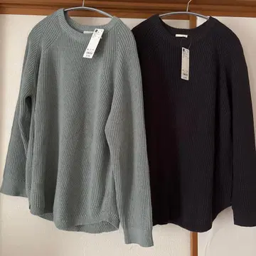 코튼 블렌드 라운드 헴 스웨터 2장 세트