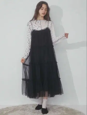 merry jenny 튤 티어드 원피스 블랙