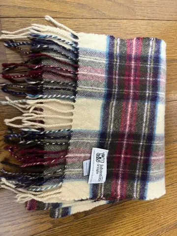 체크 무늬 캐시미어 100% 머플러 존스턴즈