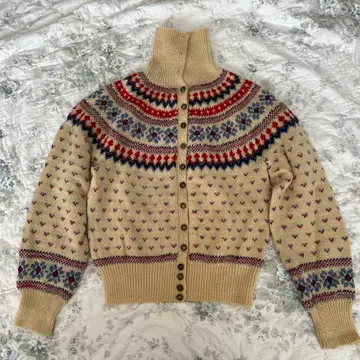 빈티지 구제 의류 노르딕 무늬 베이지 스웨터